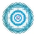 ÃÂ¡ircle openwork mandala. Blue colors. Sign Aum / Om / Ohm in center. Spiritual esoteric symbol.